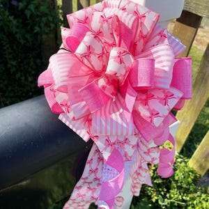 Pink Ribbon Bow: Wreath or Mailbox Decoration