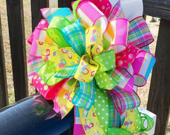 Summer Collection - Summer Bow, Spring Bow, Bright Bow, Wreath Bow, Mailbox Bow, Bow, Bows, Butterfly, Polka Dot, Gift, Ribbon, Plaid Ribbon