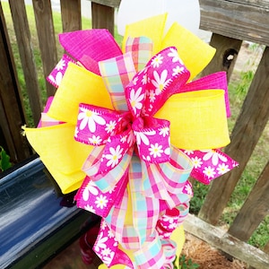 Summer Collection - Summer Bow,Summer Ribbon,Daisy,Daisy Decor,Bow,Bows,Wreath Bow,Mailbox Bow,Decor,Gift,Gifts,Yard Decor,Lantern Bow