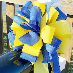 Blue & Yellow Ukraine Bow. Perfect for Mailbox, Door, and Wreath.