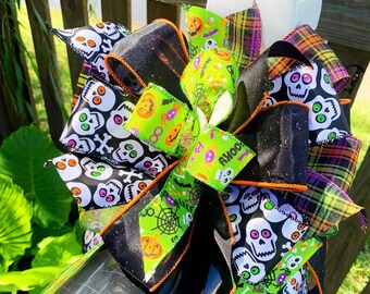 Day of the Dead Bow – Halloween Skull Ribbon Decor