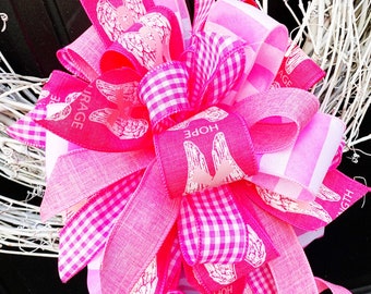 Breast Cancer Awareness Bow: Pink Ribbon Wreath Decor