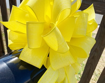 Bright Yellow Deployment Bow. Perfect for Mailbox, Door, and Wreath.