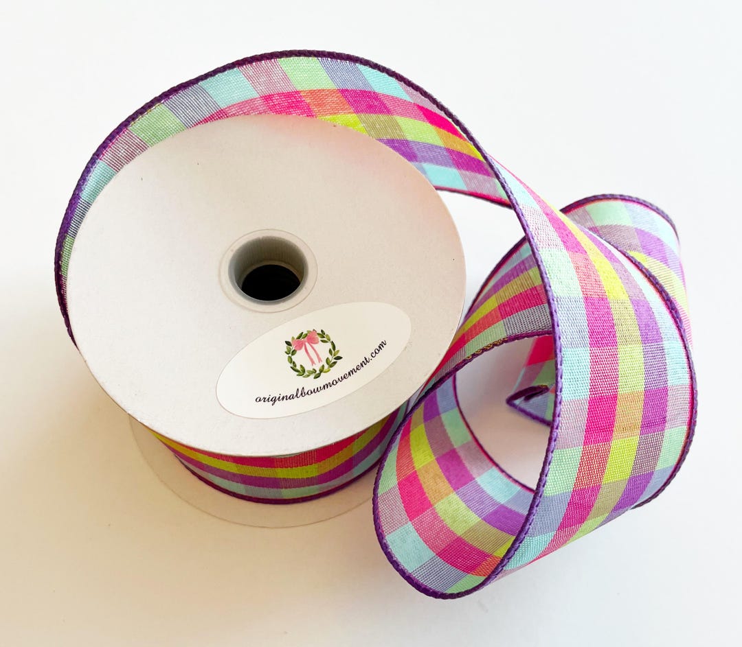 Multi Color Plaid Wired Ribbon - 2.5
