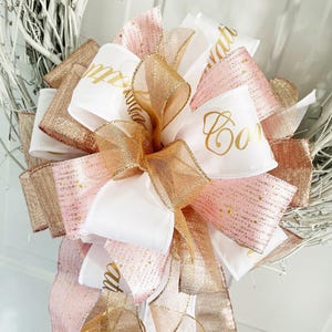 Congratulations Wired Ribbon Bow: Rose Gold, Gold & White