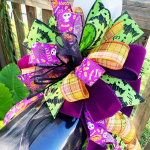 Halloween Collection - Halloween Bow, Halloween Ribbon, Halloween Decor, Bow, Gift, Gift Basket Bow, Mailbox Bow, Wreath Bow, Large Bow