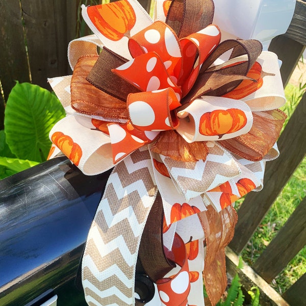 Fall Collection - Fall Bow, Fall Decor, Fall Ribbon, Pumpkin, Pumpkin Decor, Pumpkin Bow, Pumpkin Ribbon, Wreath Bow, Mailbox Bow, Large Bow