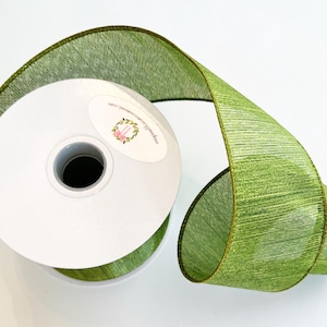 Groen transparant bedraad lint - 2,5 inch x 10 yards