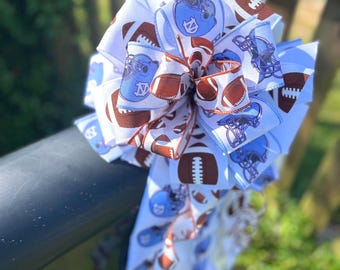 Blue and White Football Bow: Game Day Wreath Decor