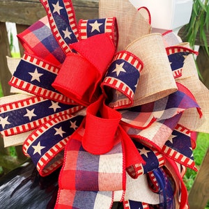 Patriotic Collection - Patriotic, Bow, Patriotic Bow, Wreath Bow, Large Bow, Mailbox Bow, Gift Bow, Bows, Decor, Yard Decor