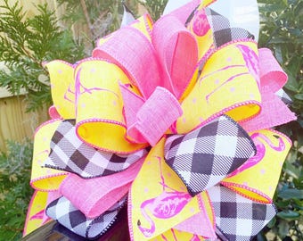 Pink Flamingo Kranz Schleife: Sommer Dekor, Briefkasten Akzent