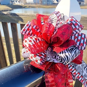 Valentines Collection - Valentines Bow,Valentines,Valentines Decor,Valentines Ribbon,Gift,Gift Bow,Bows,Mailbox Bow, Wreath Bow, Zebra
