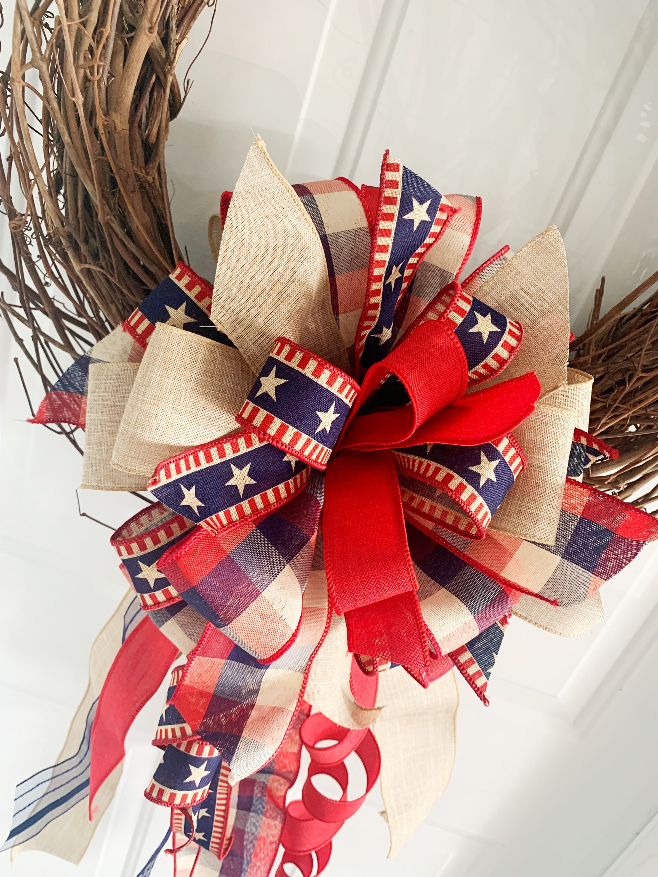 SIMISI RIBBON 4th Of July Decorations Patriotic Wreath Bow
