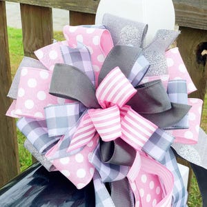 Everyday Collection - Gray Bow, Pink Bow, Polka Dots, Stripes, Wreath Bow, Mailbox Bow, Lantern Bow, Bow, Bows, Gift, Gift Bag Bow