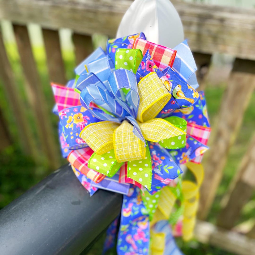 Floral Bird Ribbon Bow: Spring Summer Wreath Decor - Etsy