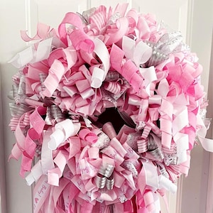 Wreath Collection - Wreath,Baby Wreath,Baby Girl Wreath,Baby Decor,Baby Shower Decor,Ribbon Wreath,Ribbon,Bow,Bows,Pink Wreath,Gift,Pink