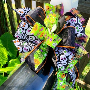 Colección de Halloween: Lazo del Día de Muertos, Día de los Muertos, Lazo de Calavera Aterradora, Halloween, Lazo de Víspera de Todos los Santos, Lazo, Lazos, Regalo, Lazo Grande, Cinta