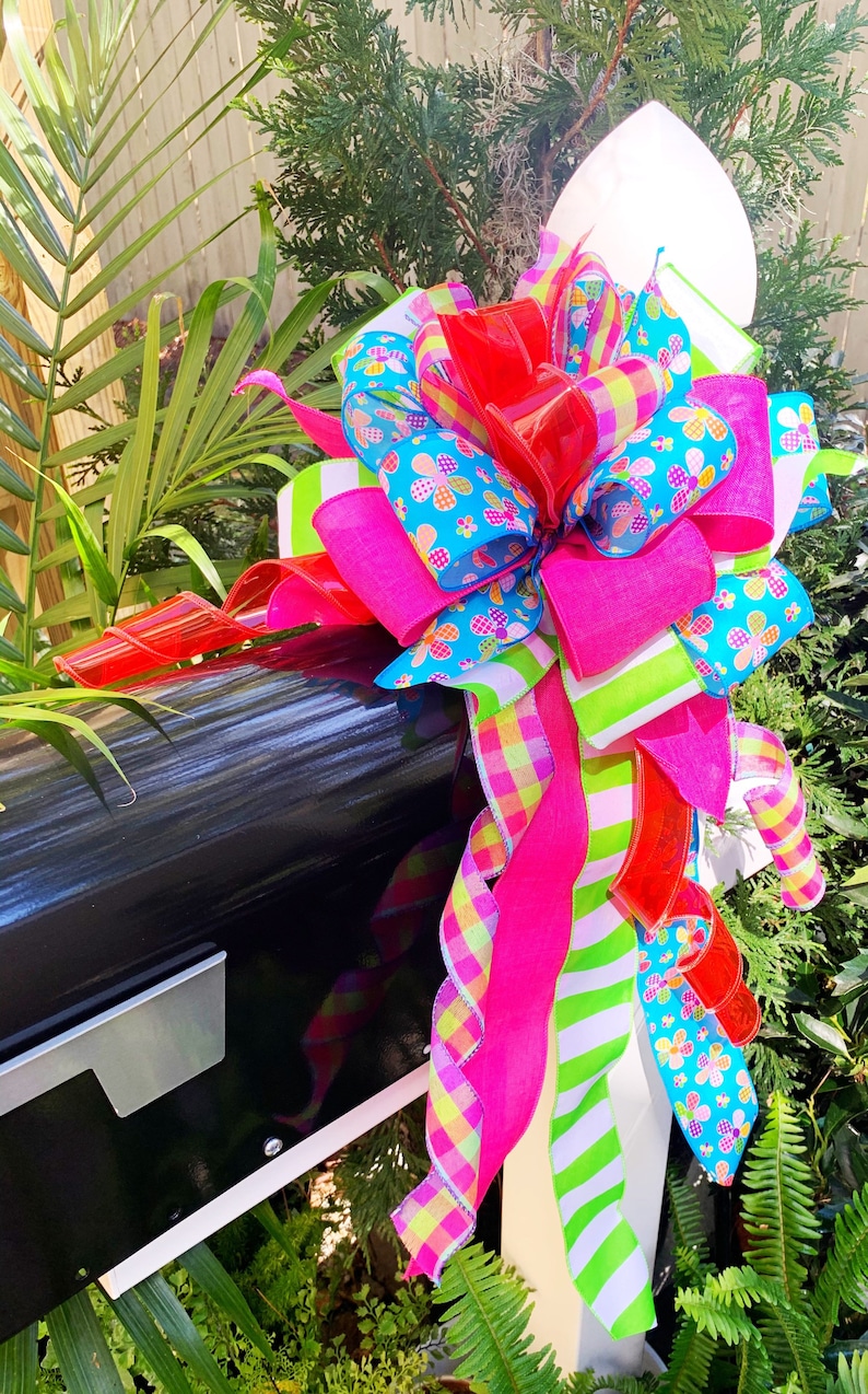 Handmade Floral Ribbon Bow: Colorful Summer Wreath Decor - Etsy