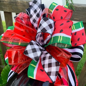 Everyday Collection - Watermelon Bow, Watermelon Ribbon, Summer Bow, Summer Decor, Watermelon, Decor, Mailbox Bow, Wreath Bow, Gift