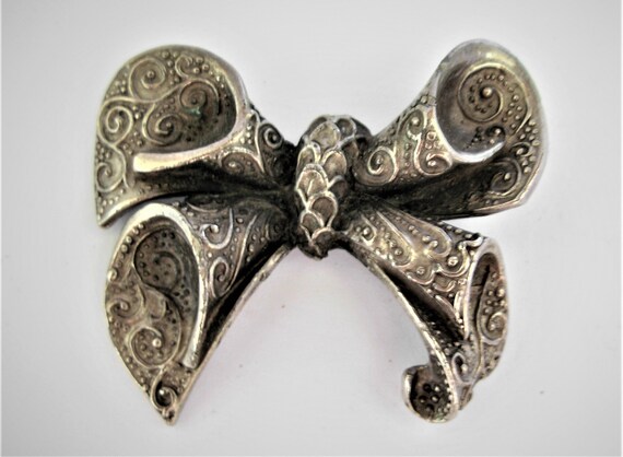 Large Vintage Victorian Style Bow Brooch 1970s - image 3