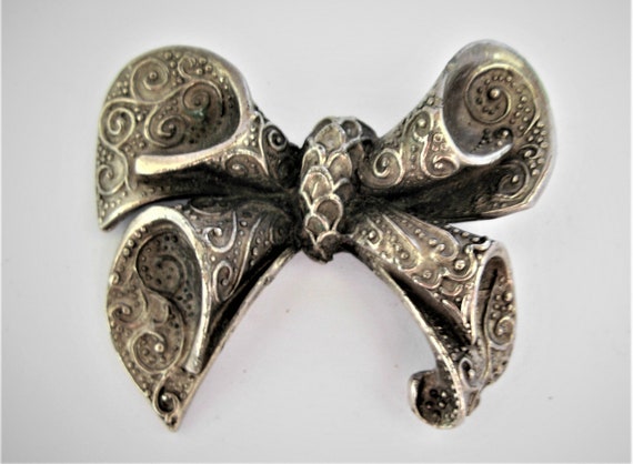 Large Vintage Victorian Style Bow Brooch 1970s - image 6