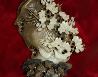 Talla de pájaro de jade/Exquisita talla de pájaro de jade