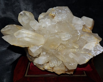 Racimo de cristal grande / Cristal sanador dorado / Racimo de cristal transparente / Cristal natural / Pieza de exhibición grande /Cristal de 29 libras