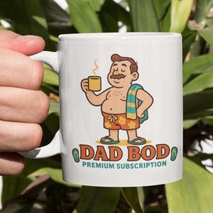 Dad Bod Premium Abonnement Tasse - Lustige Vatertagskaffeetasse - Body Positives Papa Geschenk - Sommer Papa Scherztasse - Geschenk von Kindern oder Frau