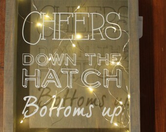 Illuminated 'Cheers' Shadow Box: Bar Decor with Lights
