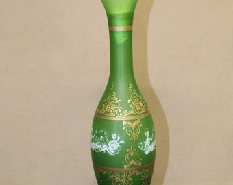 Bohemian Hand Painted Glass Decanter: Murano Style, Made in Italy