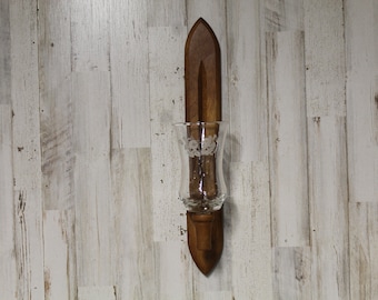 Homco Vintage Wooden Wall Sconce with Votive