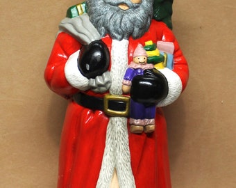 Vintage Porcelain Santa Figurine: 14" Christmas Decor