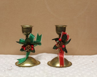 Vintage Brass Candlestick Set: Holiday Decor