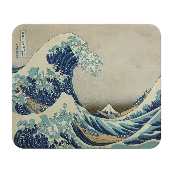 Tapis de souris grande vague, Hokusai Art, la grande vague au large de Kanagawa, cadeau artistique, cadeau d'anniversaire, bureau à domicile, travail à domicile
