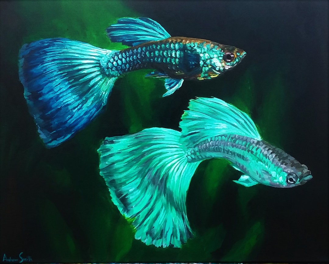 Blue and Green Moscow Guppies Painting - Norway