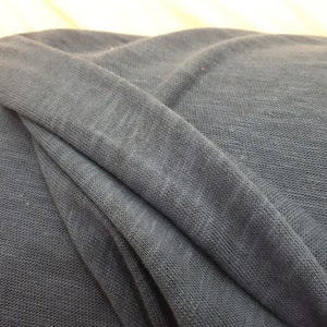 100% Linen knit fabric / indigo blue linen jersey fabric
