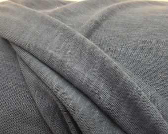 100% Linen knit fabric / indigo blue linen jersey fabric