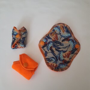 Set di 3 PantyLiner riutilizzabili / Pad mestruali riutilizzabili con borsa da viaggio bagnata