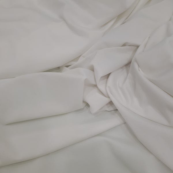 White stretch fabric / Knit Jersey Polyester Spandex Fabric by the Yard / Lightweight Recycled Polyester Stretch