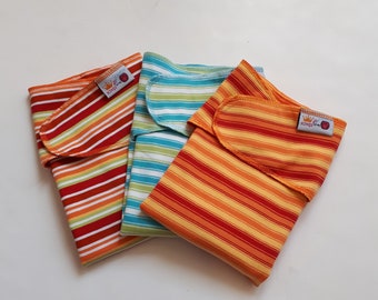 Cotton preflat cloth diaper / Winged Prefold Cloth Diaper / Striped cloth nappy