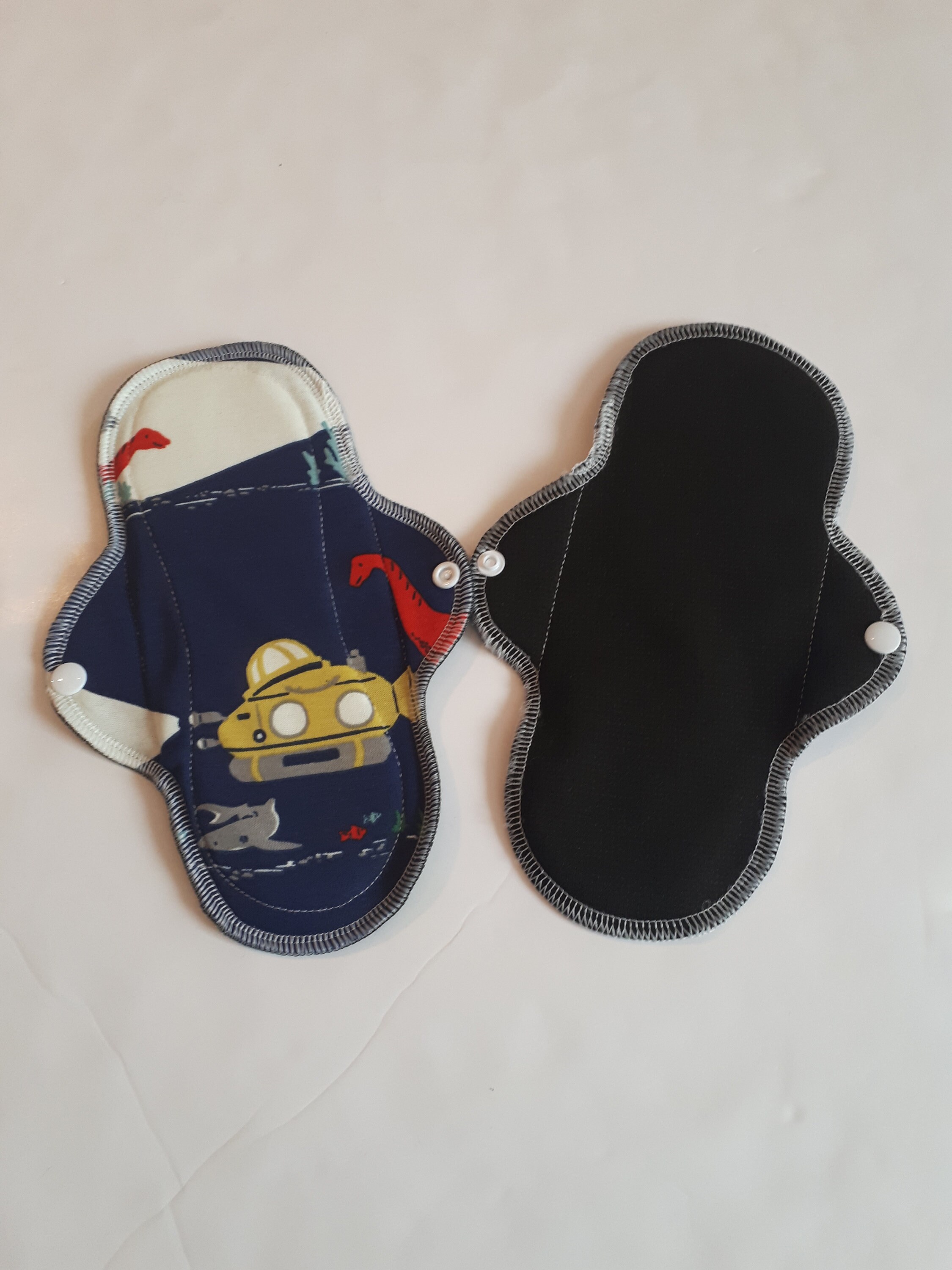 Set of 3 Reusable Menstrual Pads with zorb and windpro/ Reusable Panty Liners with Travel Wet Bag