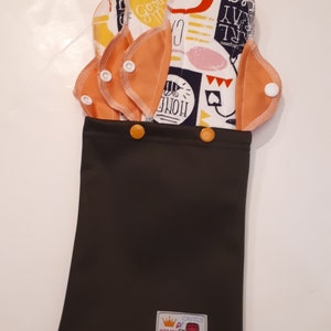 Set di 3 menstrual pad mestruali riutilizzabili con zorb / panty riutilizzabili con borsa da viaggio bagnata
