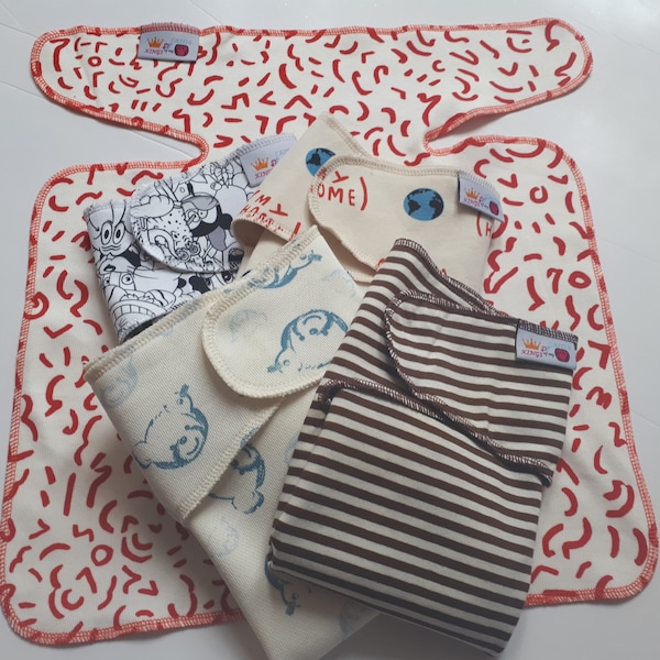 Set of 10 Handmade Cotton Preflat Cloth Diapers, Random Prints