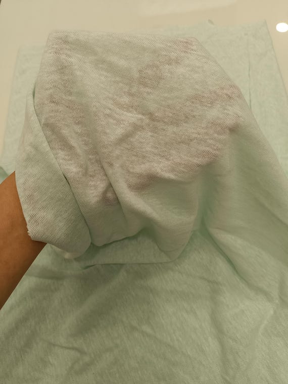 Light Green 100% Linen Knit Fabric, Jersey Material