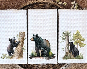 black bear decor bear towel cabin decor lodge decor bear decor grizzly bear gift