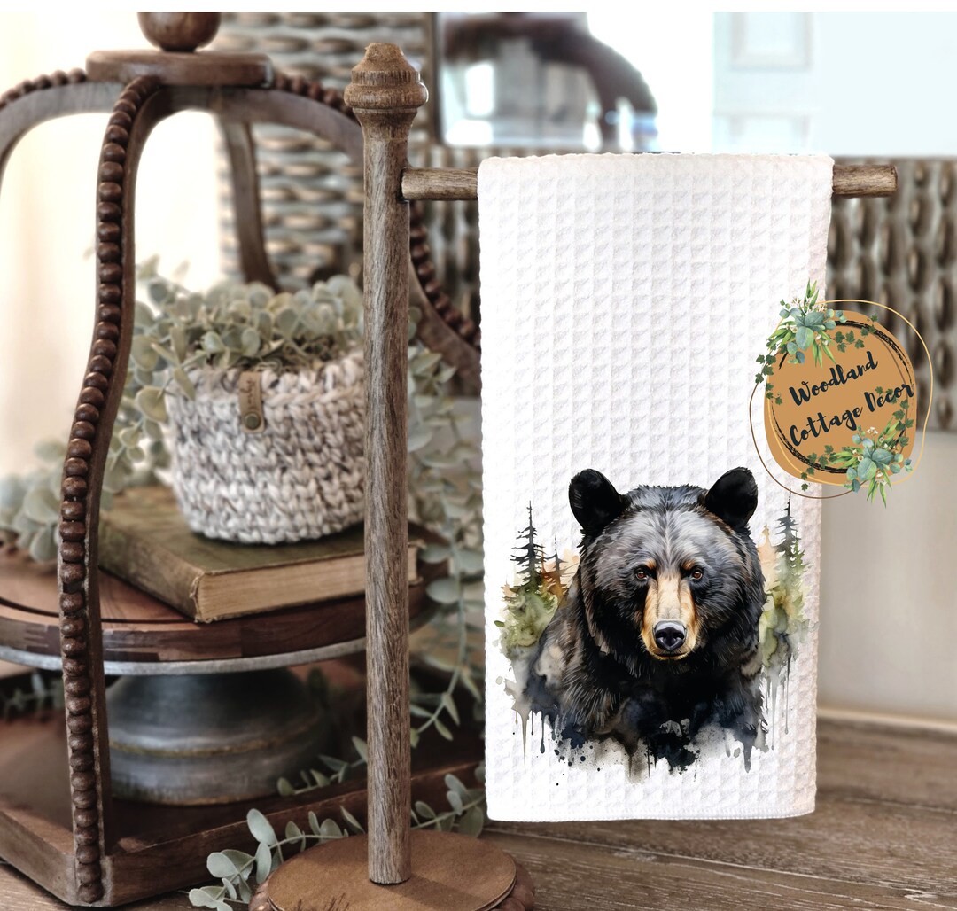Black Bear Towel Black Bear Decor Cabin Decor Lodge Decor Bear Kitchen Grizzly Bear Gift