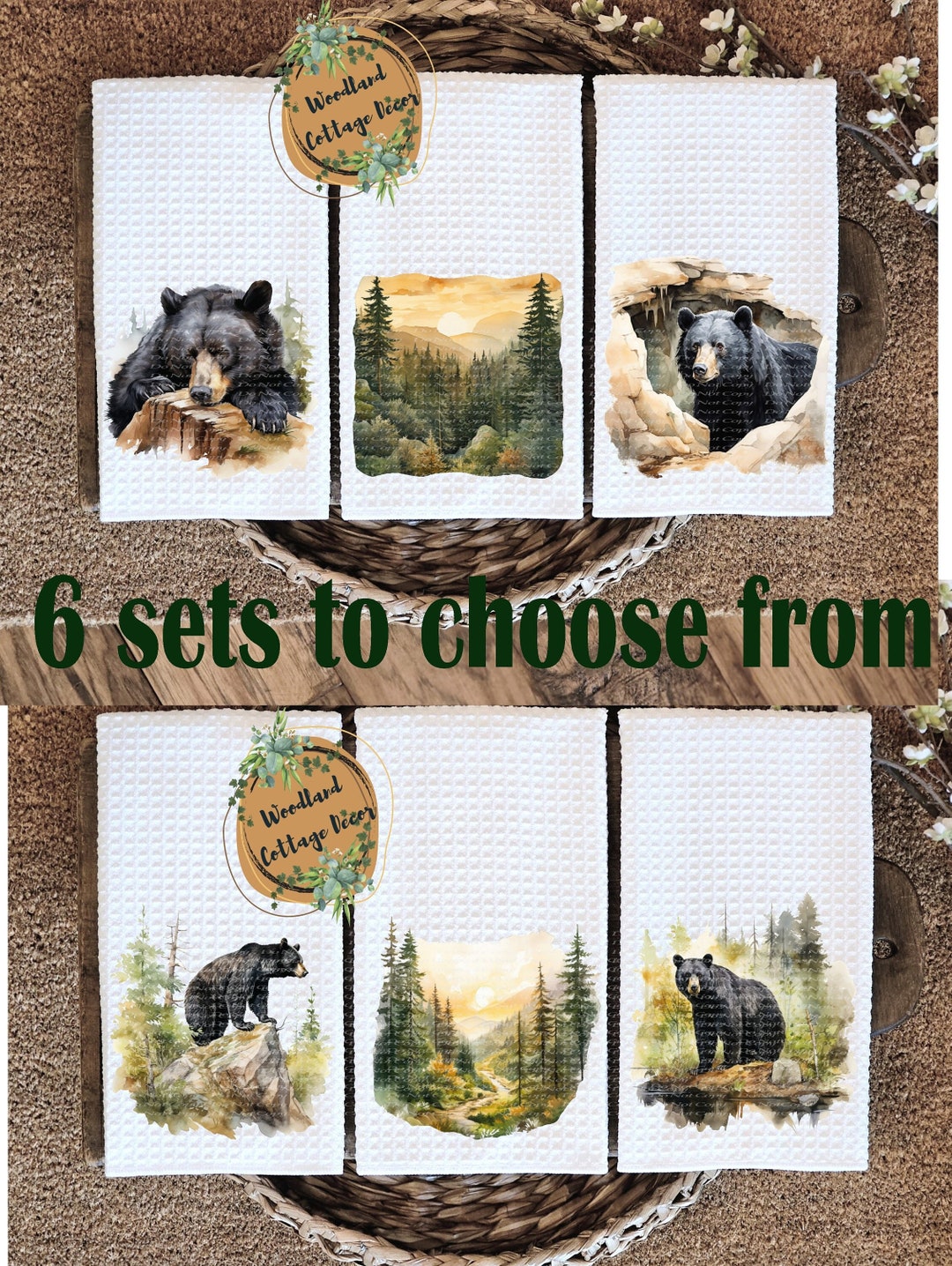 Black Bear Towels Black Bear Decor Cabin Decor Lodge Decor Bear Lover