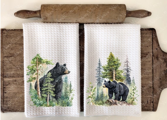 Bear Tea Towel, Cabin Towels, Bear Kitchen Decor, Bear Dish Towels, Bear  Gift, Bear Decor, Cabin Gift, Cabin Kitchen Gift, Cabin Decor 