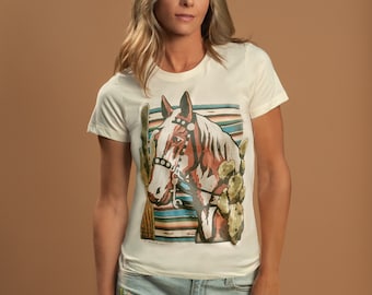 PBN (Paint By Numbers) Horse Graphic Tee on Ivory