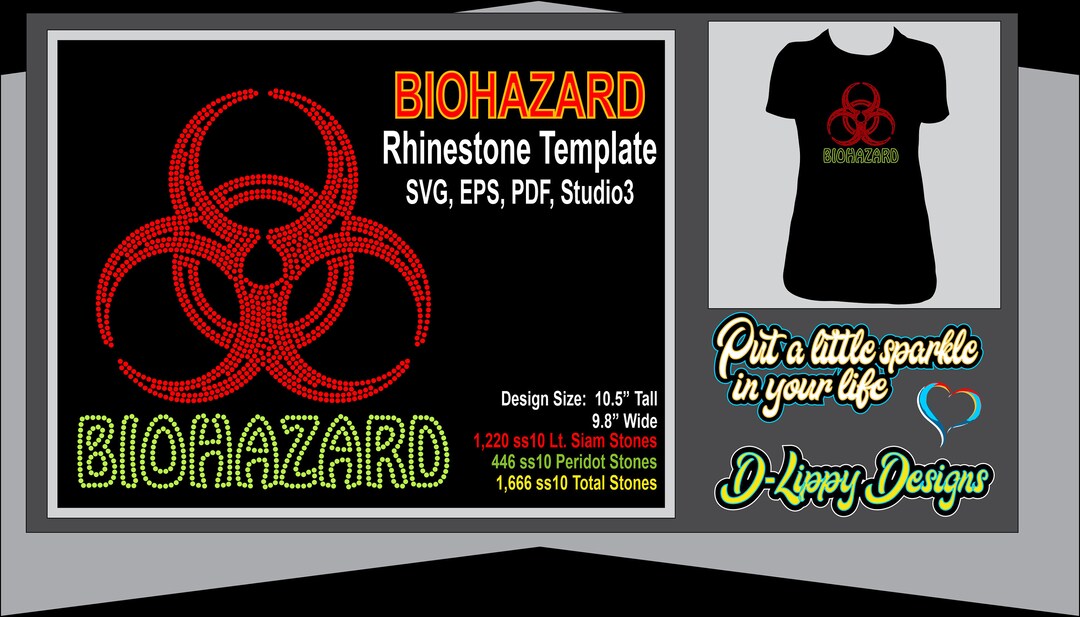 Biohazard Rhinestone Template (EPS, SVG, Studio, PDF Digital File) - Etsy